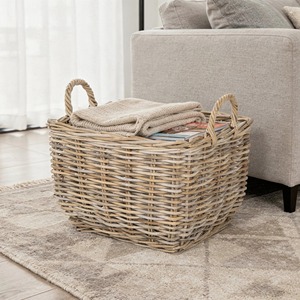 Slanted Rattan <b>Basket</b> with Handle Handmade <b>Storage</b> <b>Basket</b> Wholesale eco-friendly Made in Viet Nam - Product Image 6