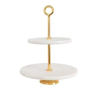 Soporte de pastel de 2 niveles de diseño moderno, manijas de Metal de forma redonda, alimentos seguros, decoración de alimentos de madera, utensilios de cocina para el hogar y la panadería - Product Image 5