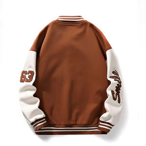 Logo personnalisé Streetwear de haute qualité chenille broderie hiver polaire cuir Bomber letterman baseball veste universitaire pour hommes - Product Image 2