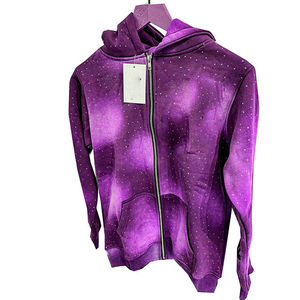 Sudadera con capucha y cremallera transpirable de fabricante personalizado lavada vintage con diamantes de imitación desteñidos por el sol estilo con capucha de tela polar - Product Image 5