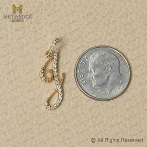 Pave Diamond Initial J Pendentif 14k Breloques en or massif pour bijoux Cadeaux d'anniversaire Alphabets, lettres - Product Image 6