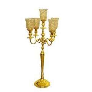 Support de chandelier en métal avec couleur or poli brillant et perlé de diamant votif 5 bras Designer approvisionnement de fête et de fête - Product Image 1