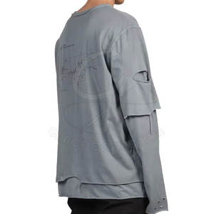 Good Quality Professional Double Layer T-Shirt Custom Patches <b>Top</b> Price Women Double Layer T-Shirt For Sale - Product Image 3