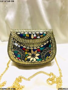 Sac de soirée élégant pour dames Designer Metal Mosaic Handcrafted Clutch - Product Image 2