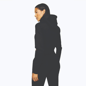 Sudaderas con capucha coreanas de algodón recortadas al por mayor para mujer, sudaderas con capucha de punto liso negro polar claro personalizadas - Product Image 5