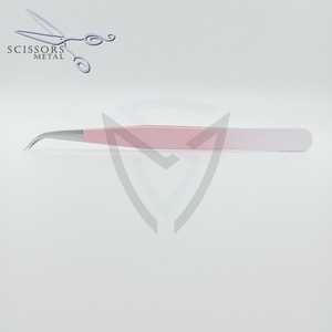 Pince à épiler pour extensions de cils SM, vente chaude, personnalisée, revêtement en poudre rose et pointe argentée, avec emballage en pochette, durable - Product Image 3