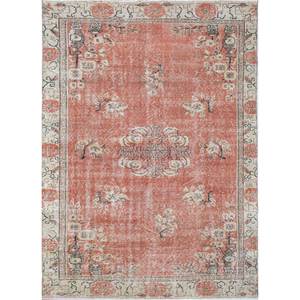 Alfombra de Lana Anudada a Mano de Gran Tamaño, Diseño de Medallón Rojo y Naranja, para Sala de Estar, Pasillo Rectangular, Modelo Pae-2785 - Product Image 1