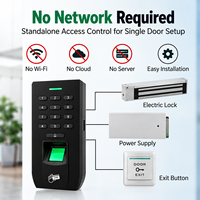 Système de contrôle d'accès autonome avec lecteur d'empreintes digitales, carte RFID, clavier PIN, relais et bouton de sortie pour l'entrée d'entrepôt