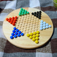 Jeu de dames chinoises en bois massif de 11.5 "avec billes de verre pour enfant, enfant, adulte et tous les âges Jeu de dames chinois le plus vendu