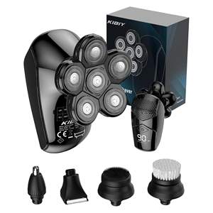 Rasoir électrique pour homme étanche IPX7, avec cinq têtes de rasage et tondeuse pour calvitie, kit de toilettage barbe et poils du nez, utilisation humide et sèche, idéal pour les voyages en camping-car - Product Image 1