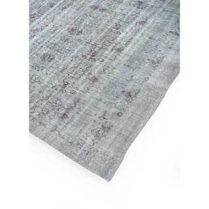 Tapis en laine noué à la main gris et noir vintage, motif floral-abstrait, rectangulaire, pour salon, moquette moelleuse pour la maison, couloir - Pae-1628 - Product Image 2