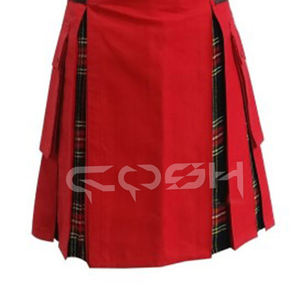 Meilleures ventes, nouveau kilt hybride écossais en coton rouge et tartan Stewart noir, fournisseur de kilt utilitaire pour hommes du Pakistan - Product Image 5