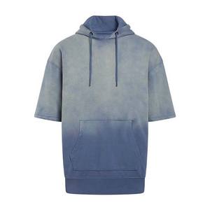 Sudaderas con capucha de manga corta de gran tamaño con bolsillos de canguro básicos Tie Dye de alta calidad impreso 100% algodón pulóver sudaderas con capucha para hombre OEM - Product Image 2