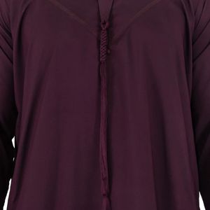 Thobe émirati de qualité supérieure bordeaux luxe Kandura vêtements arabes traditionnels élégant hommes Jubba doux et respirant tenue islamique moderne - Product Image 4