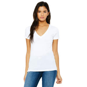 Airlume-Camiseta blanca de algodón peinado con cuello en V para mujer, camiseta de manga corta de 30 oz, 100% - Product Image 1