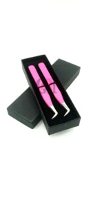 Recubrimiento de polvo Rosa profesional, volumen de bota rusa, pinzas de extensión de pestañas de acero inoxidable japonés, herramienta de belleza con logotipo personalizado - Product Image 5