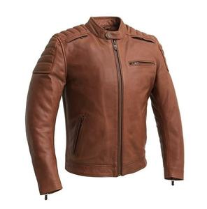 Chaqueta de motorista de moda informal personalizada de alta calidad, cuero genuino, motocicleta, estilo clásico, soporte con capucha, satén desgastado - Product Image 1