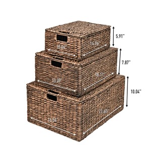 Juego de 3 Cajas de Jacinto de Agua con Tapas, Caja de Almacenamiento Hecha a Mano, Ecológica, Decoración Natural para el Hogar, Venta al por Mayor desde Vietnam - Product Image 4