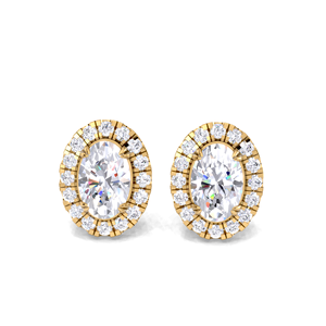 Pendientes de Diamante Ovalado de 1.25CT con Halo en Oro Amarillo, Blanco y Rosa de 9K, Doble Halo, Lujosos, Chapados en Rodio, Certificados por IGI - Product Image 5