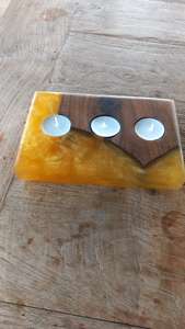 Portavelas Decorativo Hecho a Mano de Resina y Madera Maciza para el Hogar, Sala de Estar, Dormitorio, Mesa, Decoración de Interiores - Product Image 4