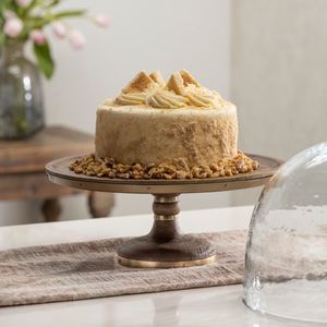 Modern Wooden Cake Stand With <b>Glass</b> Dome <b>Cloche</b> Dessert Display Pedestal Base For Bakery Wedding Party Home Decor & Gifting - Product Image 1