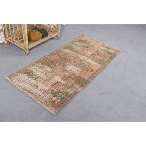 Alfombra turca de área grande Vintage 1,7X3,7 pies Beige verde Patchwork lana de estilo clásico con respaldo de látex para pasillo de dormitorio - Product Image 2