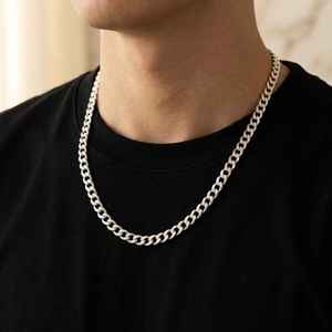 <b>Titanium</b> Moissanite Claw Set Statement <b>Chain</b> 925 Sterling Silver Diamond-Cut Finish Gift for Her - Product Image 4