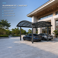 Abri de voiture double en aluminium de type M personnalisé avec toit en polycarbonate résistant aux UV pour projets de villas et d'hôtels