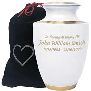 Ataúd de Serenidad de urnas de cremación de latón grabado en oro antiguo estilo adulto americano de diseño Simple de exportador indio - Product Image 1