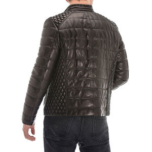 Chaqueta bomber de cuero genuino de la mejor calidad, tela de lona con cuello levantado, impermeable, a prueba de viento, características personalizadas, chaqueta de invierno para hombre - Product Image 3