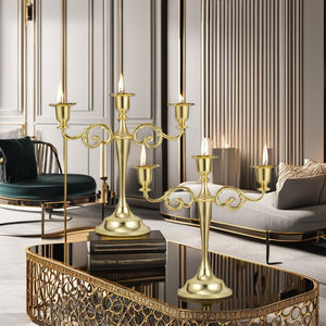 Meilleur chandelier moderne GleamSphere Duo en métal doré à 3 bras et bougeoir de haute qualité pour les décorations de mariage et de Noël - Product Image 6