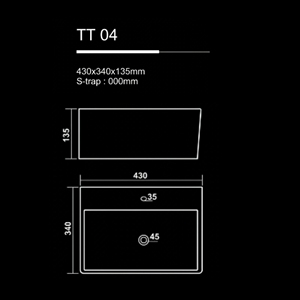 Lavabo Rectangular de Cerámica para Baño, Diseño Minimalista, Superficie Lisa, Montaje en Suelo, 430x340x135mm TT TT 04 - Product Image 2