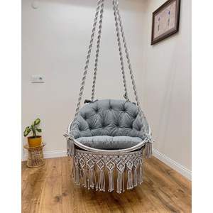 Silla Colgante de Macramé Bohemia Hecha a Mano, Hamaca de Metal para Decoración de Interiores y Exteriores, Jardín y Sala de Estar - Product Image 1