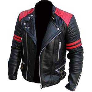 Veste de motard en cuir véritable respirant à fermeture éclair pour hommes avec doublure noire matelassée et poches intérieures extérieures OEM Wholesale 2024 - Product Image 1