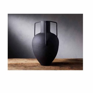 Jarrón de Metal negro moderno de alta calidad, jarrón de mesa decorativo, elegante Hogar, oficina, sala de estar, mesa, decoración Interior - Product Image 1