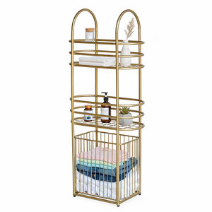 Bathroom Shelves <b>Iron</b> Frame Storage Shelf with Baskets KPT68014 - Product Image 1