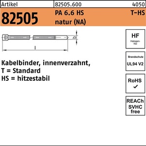 Bridas para Cables 4.6 x 300 mm, Internamente Galvanizadas, PA 6.6 HS, Acabado Natural, Paquete de 100, de HellermannTyton - Product Image 1