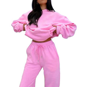 Ensemble 2 pièces survêtement surdimensionné avec logo personnalisé de haute qualité Survêtement pour femmes Vente en gros Sweat à capuche Survêtements décontractés pour femmes - Product Image 5