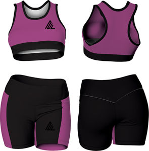 Conjunto de Yoga de 2 piezas con logotipo frontal sólido para mujer Sujetador deportivo y pantalones cortos transpirables ecológicos para gimnasio - Product Image 4