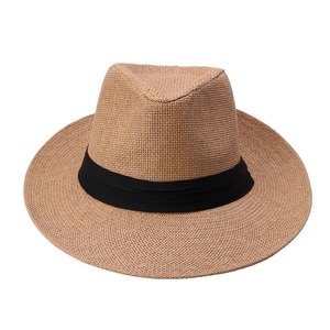 Hot Fashion Summer Casual Unisex Beach Trilby Large Brim Jazz Sun <b>Hat</b> Panama <b>Hat</b> Paper <b>Straw</b> <b>Women</b> Men Cap with Black Ribbon - Product Image 5