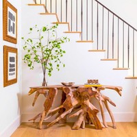 Table Console Moderne en Racine de Teck pour Appartement, Salon et Ameublement