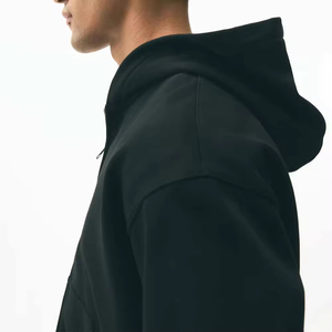 100% coton polaire Double couche hommes sweat à capuche d'hiver coupe régulière pull à capuche col lourd Double fermeture éclair personnalisable - Product Image 4