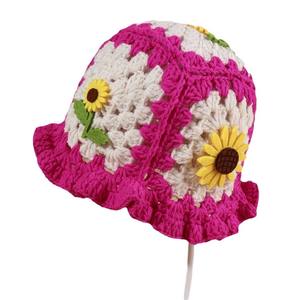 Sombrero de Pescador Tejido a Mano con Diseño de Girasol, Casual, Unisex, Transpirable, con Protección para las Orejas, 100% Algodón, Bordado a Mano, para las Cuatro Estaciones - Product Image 5