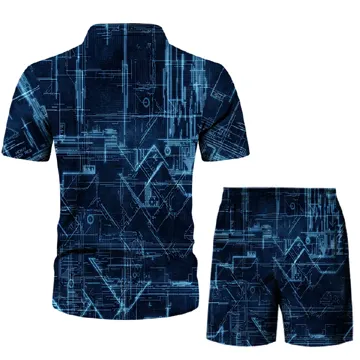 New hawaiian aloha sublimated printed mens casual shirts & shorts button down fashion short sleeve shirts set for mens
