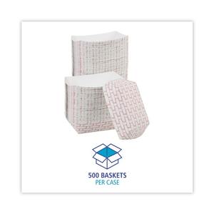Boardwalk BWK30LAG250 Disposable <b>Red</b>/White Lunch <b>Box</b> 2.5 Lbs. Capacity Paper Food Baskets 500/Carton - Product Image 6