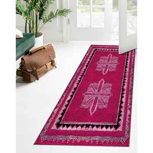 Tapis imprimé à motifs géométriques, décoration moderne de style farmhouse, tapis coloré, tapis fin non tissé - Product Image 1