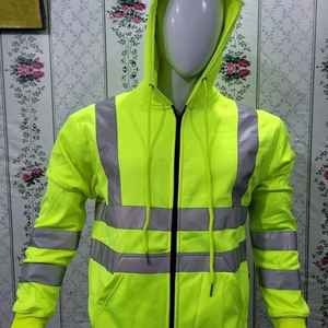 Chaleco reflectante de tela reflectante de alta visibilidad con respaldo de poliéster 100% al por mayor estilo de rebabas desmontable de tela reflectante - Product Image 1