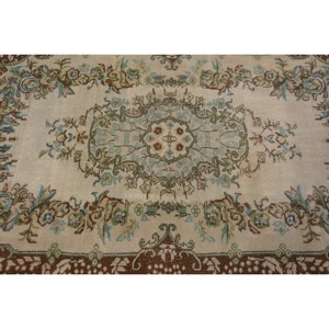 Handmade Traditional Brown Beige Wool <b>Rug</b> 3.9 X 6.9 ft Vintage Turkish Patchwork Rectangle Design Latex Teen <b>Bedside</b> Hallway - Product Image 5