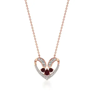 Colgante de Corazón en Oro Rosa con Baño de Rodio y Detalles de Diamantes - Product Image 1