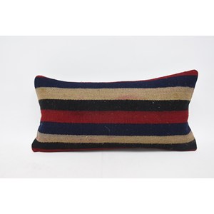 Multicolor Kilim Wool Rug 12x24 Inch Subtle Striped Vintage Pattern Woven Decorative Rug - Product Image 1